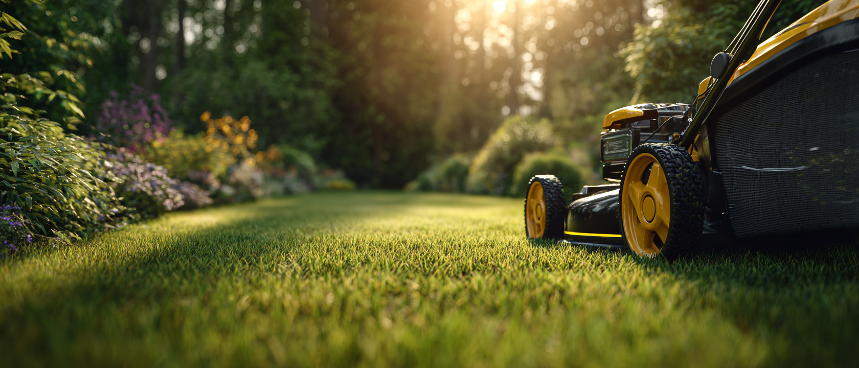 Freshly mowed lawn in Quispamsis, New Brunswick
